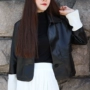 Áo khoác da ngắn nữ 2019 xuân mới thời trang hoang dã đen lỏng áo khoác da xe máy Hàn Quốc Slim - Quần áo da áo da lộn lót lông
