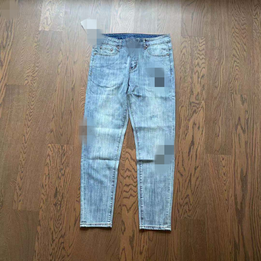 Denim BlueHan solo new pattern Leather label Jeans