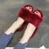 Hàn Quốc mùa thu và mùa đông thời trang cashmere sang trọng từ nhà kéo ngón chân ra ngoài mang dép len của phụ nữ giày chống trượt phẳng dép dior Dép