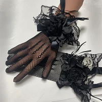 Черные модные короткие ретро перчатки подходит для фотосессий для невесты