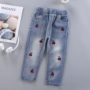 1 trẻ em xuân hè 2018 mới 3 phiên bản Hàn Quốc của bé gái 4 quần jeans bé 5 tuổi quần lửng quần áo trẻ con