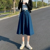 Длинная джинсовая юбка, коллекция 2023, оверсайз, А-силуэт, городской стиль