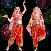 Trang phục múa cho trẻ em Ấn Độ Cô gái Trang phục múa bụng Tân Cương Trang phục biểu diễn sân khấu Trẻ em nữ Bọ Cạp - Trang phục quần áo trẻ em 10 tuổi