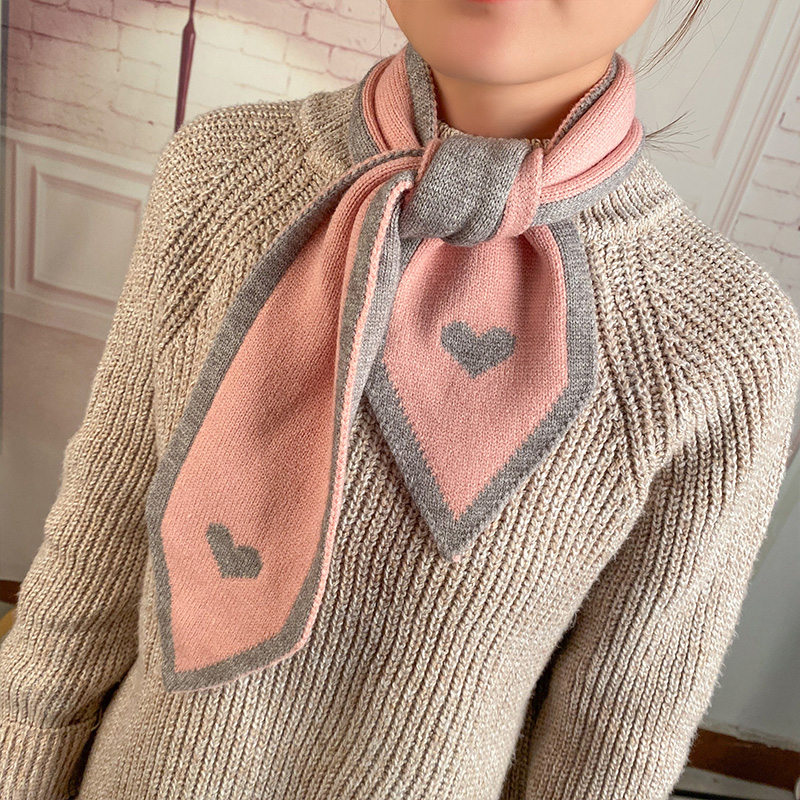 Love Grey + PinkLate late Same ins the republic of korea Knitting wool Neck cover overlapping fish tail Neckline bow Small scarf female Autumn and winter