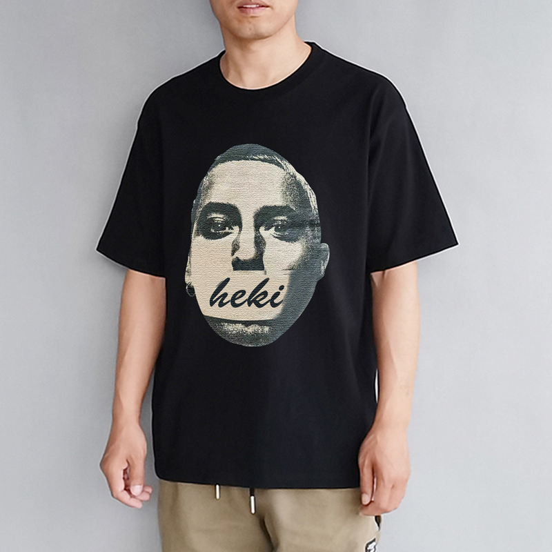 BlackShort sleeve jacket easy street fashion T-shirt male Port style ins solar system Big size Half sleeve pure cotton Harajuku summer wear