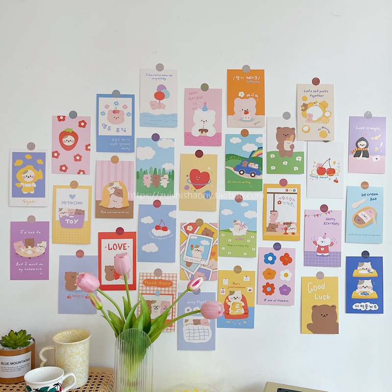 Cocoa Bear And Cream Rabbitlovely Bear the republic of korea Ins wind metope card Hand account diary decorate Mobile phone shell card suit Girlish heart