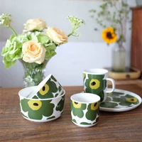 Разное общество скандинавское цветочный цветок классический цветок Mark Cup Dessert Soup Series Set Home Green