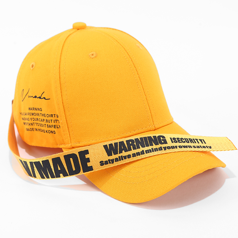 Upgrade & Yellow Hat + Yellow BeltBaseball Hat female summer Korean version Versatile street Ribbon Hip hop hat Trendy man Britain sunshade Long belt peaked cap