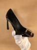 Black patent leather and 9 cm high