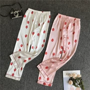 Quần pyjama quần nữ phần mỏng mùa xuân và mùa hè băng lụa điều hòa không khí quần ren nhà quần tháng quần lụa kích thước lớn quần nhà