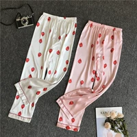 Quần pyjama quần nữ phần mỏng mùa xuân và mùa hè băng lụa điều hòa không khí quần ren nhà quần tháng quần lụa kích thước lớn quần nhà quần đùi