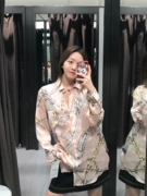 Mùa xuân 2019 quần áo mới của phụ nữ phiên bản hàng đầu Hàn Quốc của nút thắt dài lỏng lẻo in áo khoác dài tay - Áo sơ mi dài tay