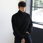 Hàn Quốc mua Dongdaemun của người đàn ông lỏng lẻo lỏng lẻo OVERSZIE thời trang có thể biến cao cổ áo đan áo thun áo len mới