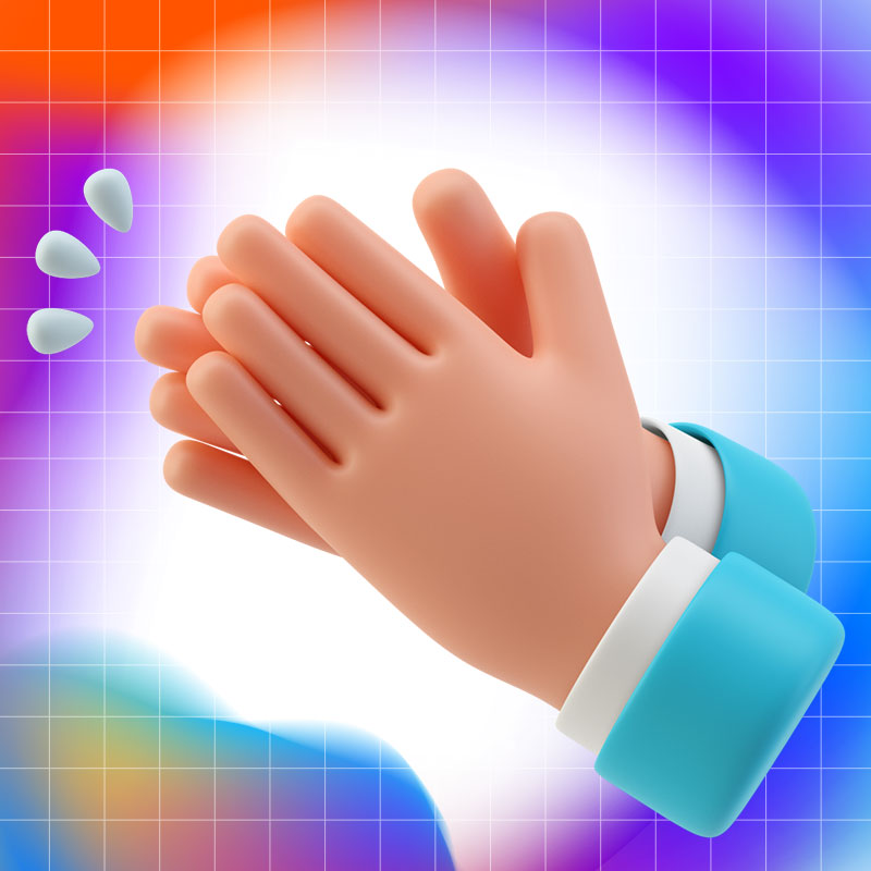 3D立体可爱卡通手势手指小手握手真棒了不起点赞PSD设计素材模板