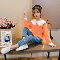 Осенняя кукла, свитшот, толстовка, джинсы, комплект, коллекция 2023, в корейском стиле