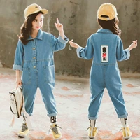 Quần áo trẻ em 2019 quần áo mùa thu bé gái denim jumpsuits bộ đồ công cụ quần mùa xuân 13 trẻ em mùa thu và mùa thu trẻ em 8 tuổi - Khác đồ bộ cho bé