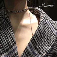 Модное ожерелье, цирконий, подвеска, японские и корейские, в корейском стиле