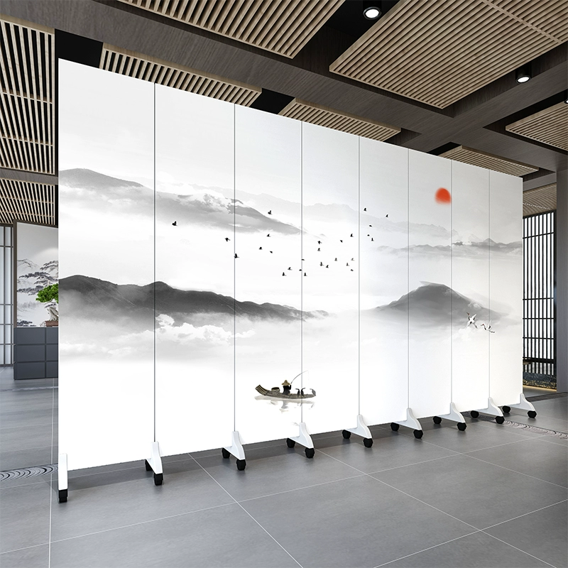 vách alu Tùy chỉnh 
            mới kiểu Trung Quốc hoa sen phân vùng màn hình gấp di động phòng khách văn phòng rèm che đơn giản phòng ngủ hiện đại kính chắn gió vách ngăn điều hòa 