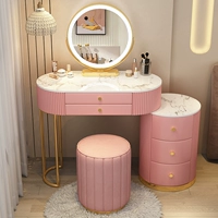 Круглый розовый 80 -сантиметровый стол+шкаф+умное зеркало+круглый стул