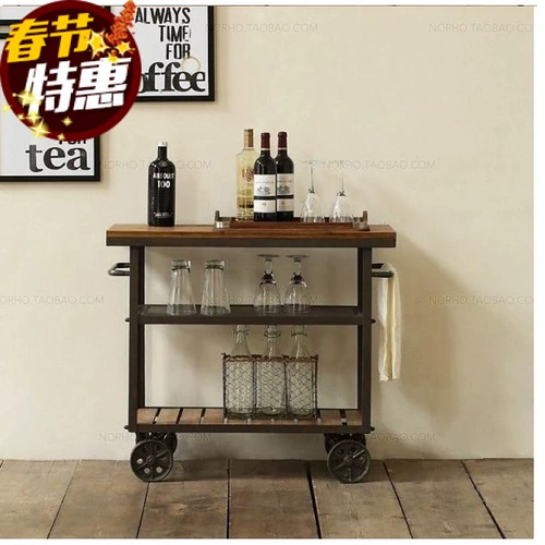 Американский железный творческий обеденный шкаф шкаф Barcurd Wine Cabinet Мобильный деревянный ресторан