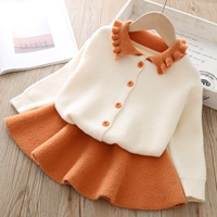 Демисезонный свитер для девочек, термобелье, трикотажный комплект, кардиган, в корейском стиле, в западном стиле, увеличенная толщина