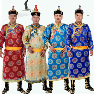 Mông cổ quần áo nam Mông Cổ gown dành cho người lớn satin dài Mông Cổ trang phục của nam giới trang phục múa quốc gia
