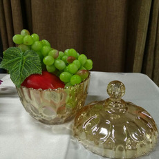 Сахарница 欧式水晶玻璃糖果储物罐干果盒彩色翡翠果盅装饰器皿家居饰品摆件