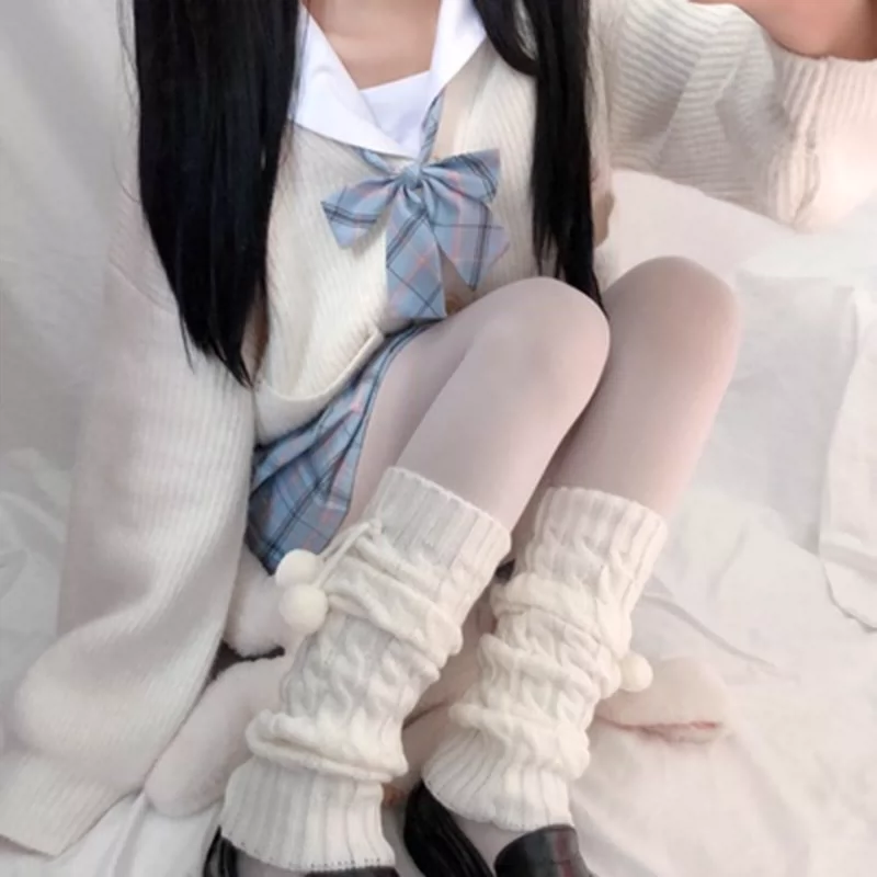 Quần tất bé gái Nhật mềm mại giữ ấm mùa thu đông, tất bóng, tất bóng, tất học sinh jk đan len dễ thương - Vớ mắt cá chân