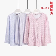 Đồ ngủ nữ mùa thu dài tay áo len cotton trung niên giản dị thường rộng kích thước lớn mặc đồ ngủ nhà