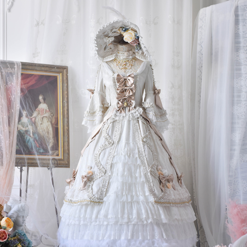 Champagne White Single Skirt (In Stock)【 goods in stock 】 【 ZJ STORY 】 【 Peng Padu 】 ZJ19 limit Flower marriage Lolita skirt Lolita Dress