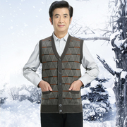 Mùa thu và mùa đông mới trung niên của nam giới len vest trung niên cha nạp V-Cổ dệt kim len cardigan không tay vest
