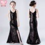 Váy bé gái váy 5T catwalk trang phục 6 sequin tua rua cao cấp váy đuôi cá 7 váy dạ hội 12 tuổi 10 - Váy trẻ em váy trẻ em