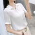 Áo sơ mi nữ tay lửng 2019 mới tay ngắn mùa hè Han Fan áo sơ mi hoang dã chuyên nghiệp áo sơ mi trắng Áo sơ mi