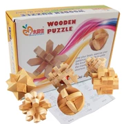 Trẻ Dele dành cho người lớn Trẻ em Câu đố Mở khóa bằng gỗ Đồ chơi thông minh Lắp ráp Khóa Kong Ming Khóa Lu Ban Khóa Sáu mảnh