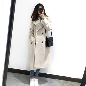 Đôi- phải đối mặt với áo khoác của phụ nữ dài áo len 2018 mùa thu và mùa đông Hàn Quốc phiên bản mới của dày thắt lưng áo len