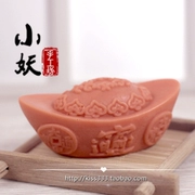 B1575diy Fortune Gold Ingot Handmade Nước hoa xà phòng Mềm Silicone Silicone Khuôn Khuôn Sôcôla Fondant Pudding Nhựa