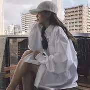 Áo sơ mi cộc tay nữ thu đông 2018 phiên bản Hàn Quốc mới của phong cách retro Hồng Kông gió lười áo sơ mi lỏng lẻo