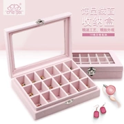 Nhật bản công cụ làm móng tay màu hồng làm móng tay da lộn hộp đồ trang sức Hàn Quốc lưu trữ đồ trang sức hộp đơn giản công chúa cô gái tim