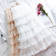 Nhật Bản ngọt ngào công chúa gió tính khí cao eo cao bánh ren váy lưới dài váy váy petticoat - Váy