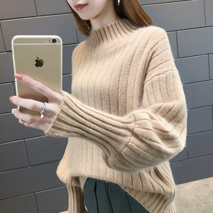 秋冬新款毛衣女套头短款宽松打底衫