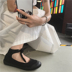 Nhật bản Harajuku Đường phố bắn nhỏ màu đen giày nữ ins dark văn học bow tie dây đeo sinh viên nhảy múa ba lê giày vải Plimsolls