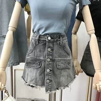 Штаны, летние джинсы, свободный прямой крой, в корейском стиле