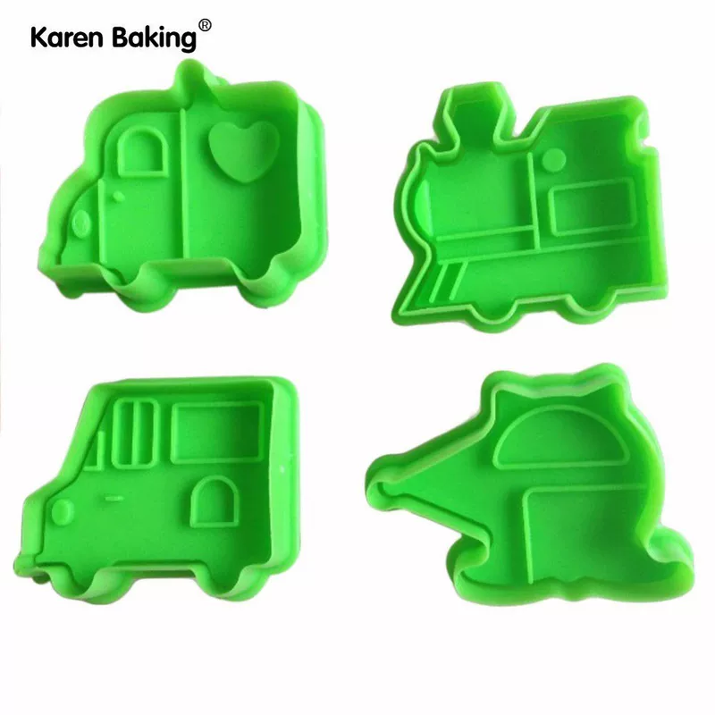 4PCS Car Muster Form KEKS Maschine Kolben Paste Zucker Decor