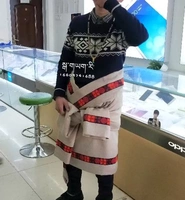 Hiệu suất quần áo cộng với màu bên rắn màu nam Tây Tạng chậu vải Tây Tạng cho thấy Tây Tạng vải Tây Tạng áo choàng Tây Tạng - Trang phục dân tộc quần áo thổ cẩm