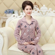 Đồ ngủ cao cấp thương hiệu nữ cao cấp cotton trung niên và già có thể mặc mùa xuân và mùa thu mẹ chồng gầy gò 60-70-80 tuổi - Pyjama
