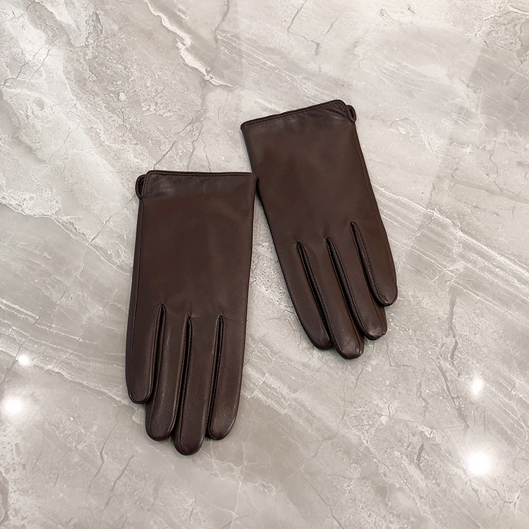 Chocolate Plush Lining (Full Hand Touch Screen)Polychromatic Import Goat skin glove Lamb skin ma'am Plush keep warm Autumn and winter genuine leather glove black Thin drive a car