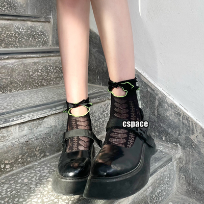 taobao agent Fog in the fog, the small bow of the small bow, hollow socks, dark flowers, love the love wood ear, jk girl summer short socks