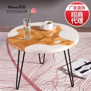 Bắc Âu nhựa epoxy rắn gỗ bàn cà phê nhỏ tròn bàn đồ nội thất lưới đỏ bàn cà phê nghệ thuật sáng tạo bàn trà - Bàn trà