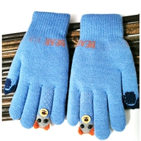 Большие флисовые синие перчатки, с медвежатами