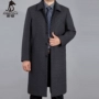 Áo khoác lông cho nam trung niên trên đầu gối dài bằng len cashmere áo khoác dày áo gió mùa đông áo khoác kaki nam
